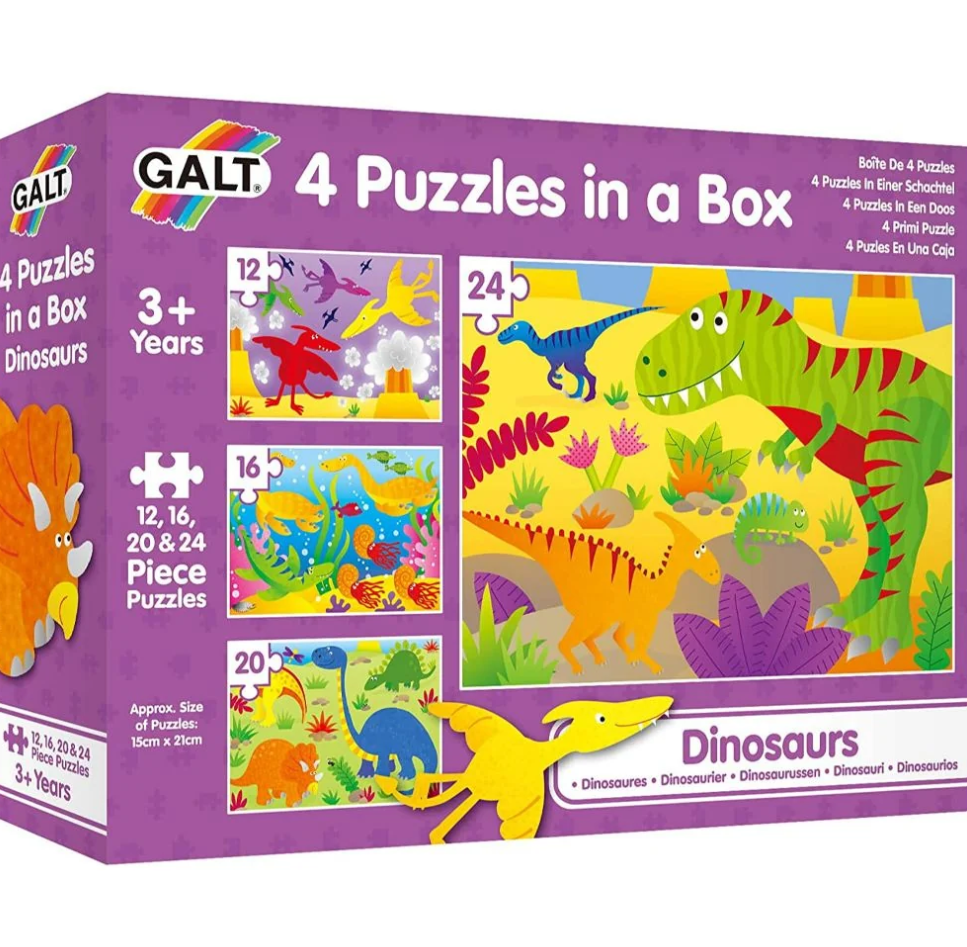 Galt 4 Puzzles In A Box Dinosaurs